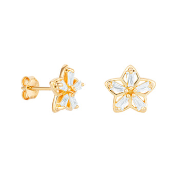 Sterling Silver Leilani Flower Earrings Layered in 14ct Gold