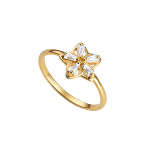 Sterling Silver Leilani Flower Ring Layerd in 14ct Gold