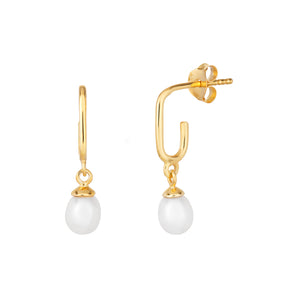 Lily Pearl Drop Earrings, 14ct Gold Plated, 925 Sterling Silver