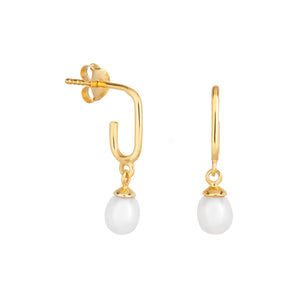 Lily Pearl Drop Earrings, 14ct Gold Plated, 925 Sterling Silver