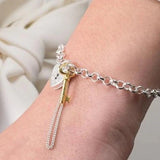 Two Tone Lock and Key Silver Bracelet