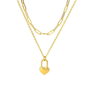 Amnesia Jewellery | Gold Plated Locked Love Layered Necklace