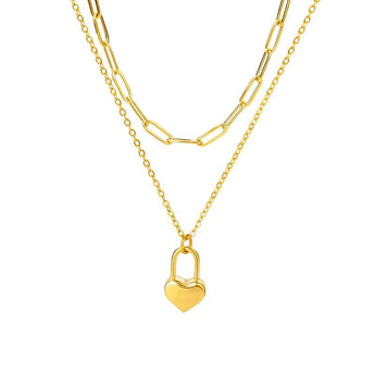 Amnesia Jewellery | Gold Plated Locked Love Layered Necklace