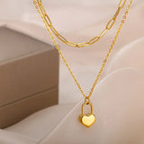 Amnesia Jewellery | Gold Plated Locked Love Layered Necklace