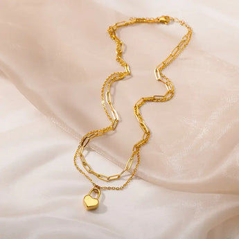 Amnesia Jewellery | Gold Plated Locked Love Layered Necklace
