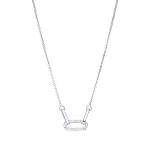 Fancy Loop Cubic Zirconia Silver Necklace
