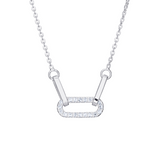 Fancy Loop Cubic Zirconia Silver Necklace