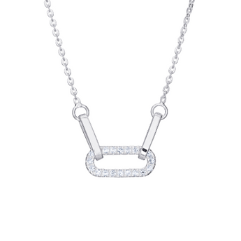 Fancy Loop Cubic Zirconia Silver Necklace