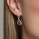 Luxury Ruby CZ Silver Teardrop Earrings