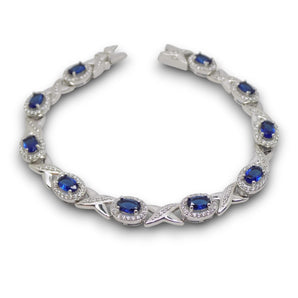 Luxury Sapphire Cubic Zirconia Silver Bracelet