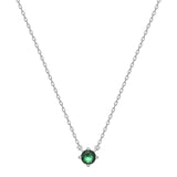 925 Sterling Silver & Emerald Coloured CZ Necklace