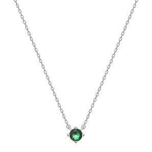 925 Sterling Silver & Emerald Coloured CZ Necklace