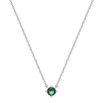 925 Sterling Silver & Emerald Coloured CZ Necklace
