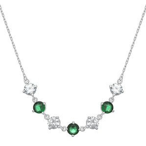 925 Sterling Silver & Emerald CZ Party Necklace