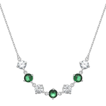 925 Sterling Silver & Emerald CZ Party Necklace