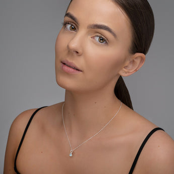 March Birthstone - Aquamarine CZ Silver Pendant Necklace