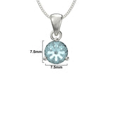 March Birthstone - Aquamarine CZ Silver Pendant Necklace