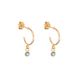Sterling Silver March Birthstone Hoop Earrings Layered in 9ct Gold