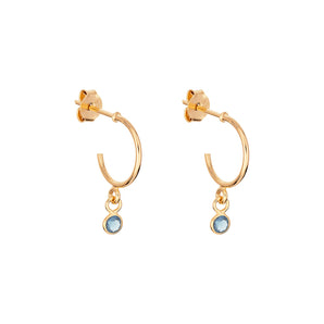 Sterling Silver March Birthstone Hoop Earrings Layered in 9ct Gold
