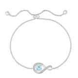 March Birthstone Silver Infinity Bolo Bracelet