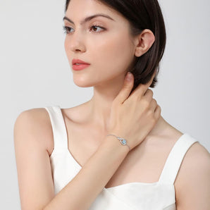 March Birthstone Silver Infinity Bolo Bracelet