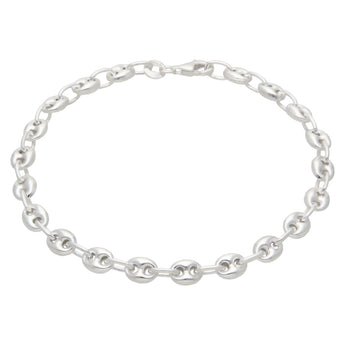 Silver Puffed Anchor Mariner Bracelet