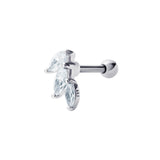 Sterling Silver and Marquise Cubic Zirconia Barbell Stud