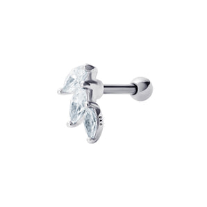 Sterling Silver and Marquise Cubic Zirconia Barbell Stud