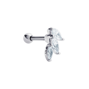 Sterling Silver and Marquise Cubic Zirconia Barbell Stud