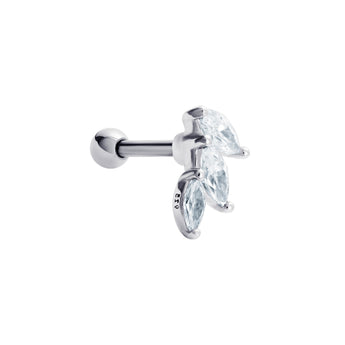 Sterling Silver and Marquise Cubic Zirconia Barbell Stud