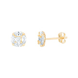 9ct Gold Marquise Round Cubic Zirconia Stud Earrings