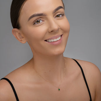 May Birthstone - Emerald CZ 9ct Gold Pendant Necklace