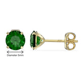 May Birthstone - Emerald CZ 9ct Gold Stud Earrings