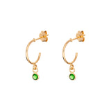Sterling Silver May Birthstone Hoop Earrings Layered in 9ct Gold
