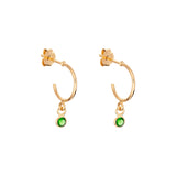 Sterling Silver May Birthstone Hoop Earrings Layered in 9ct Gold