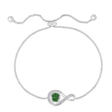 May Birthstone - Emerald CZ Adjustable Silver Bracelet