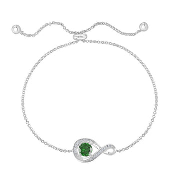 May Birthstone - Emerald CZ Adjustable Silver Bracelet