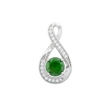 May Birthstone - Emerald CZ Silver Infinity Pendant Necklace