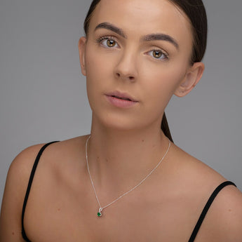 May Birthstone - Emerald CZ Silver Pendant Necklace