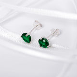 May Birthstone - Emerald CZ Silver Stud Earrings