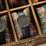 Men's Personalised Minimalist Watch with Admiral Blue Strap - Handwriting Engraving