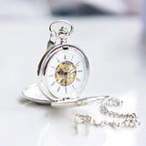 Modern Font Engraved Dual Opening Pocket Watch
