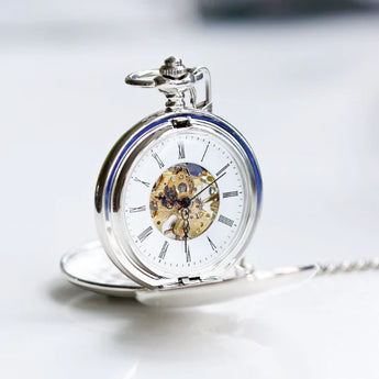 Modern Font Engraved Dual Opening Pocket Watch
