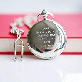 Modern Font Engraved Dual Opening Pocket Watch