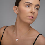 Silver Mother & Child Cubic Zirconia Heart Pendant