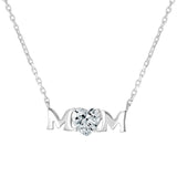 Sterling Silver Mum Cubic Zirconia Heart Necklace
