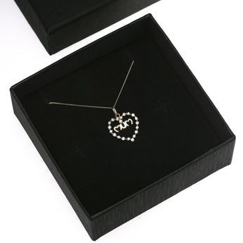 9ct Gold Mum Cubic Zirconia Pendant Necklace in a black gift box