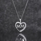 Sterling Silver Mum Cubic Zirconia Heart Pendant and Necklace