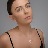 Sterling Silver Mum Cubic Zirconia Heart Pendant and Necklace