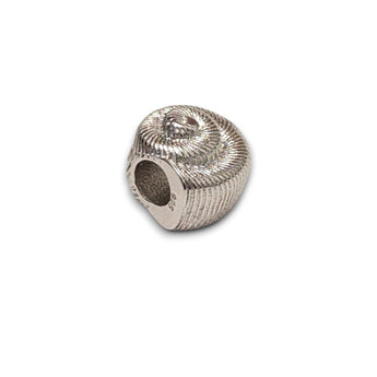 Sterling silver nautilus shell bead charm symbolising growth and renewal. Hypoallergenic, fits most charm bracelets - elegant and meaningful jewellery.